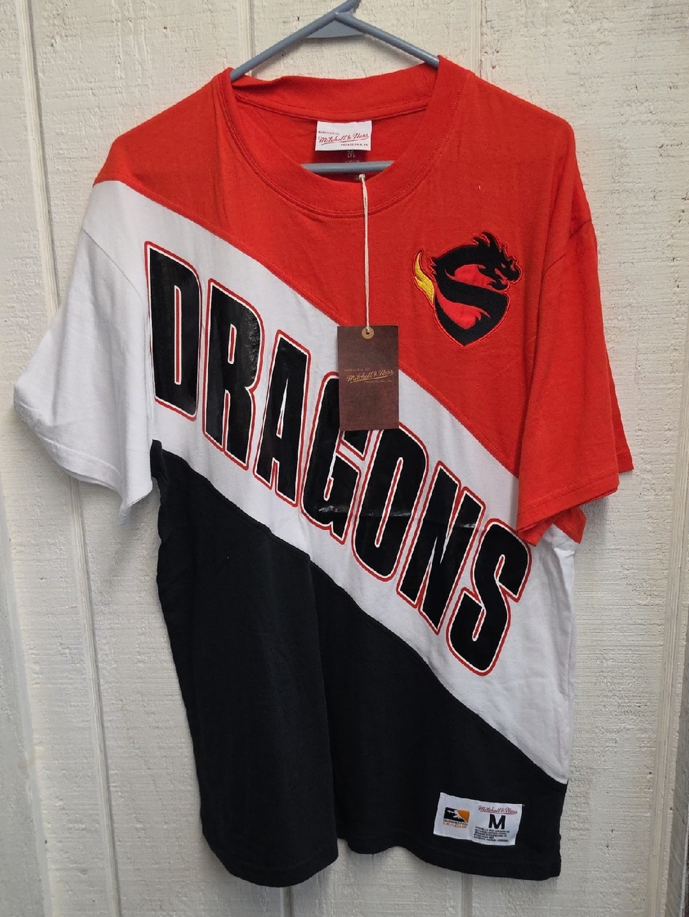 Dragons Colorblock Logo Tee - Red/White/Black
